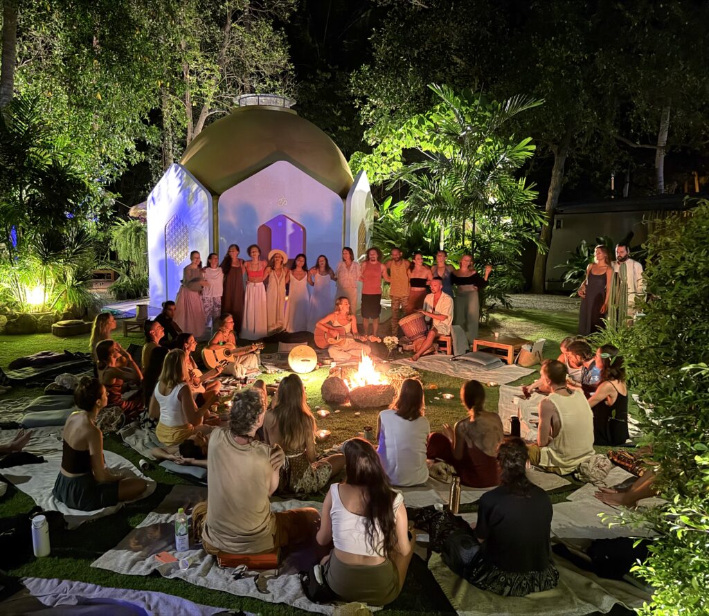 Community Gathering Around The Bonfire